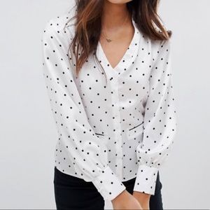 White/black polka dot blouse